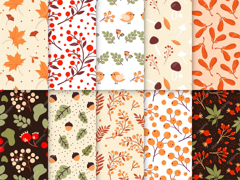 Premium Vector | Hand drawn autumn pattern collection