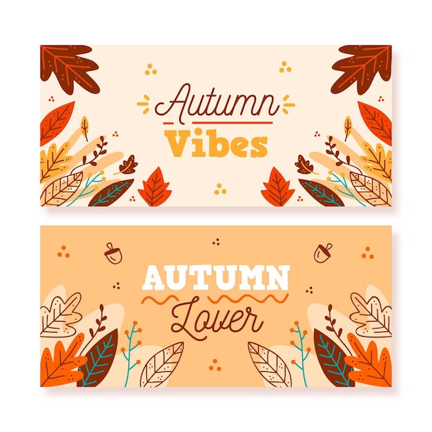 Hand drawn autumn sale banners template