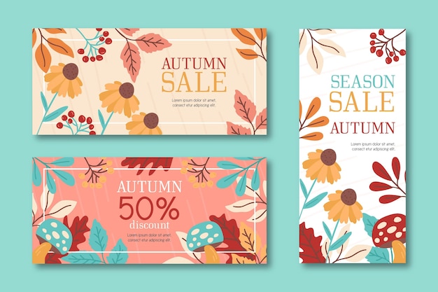 Hand drawn autumn sale banners