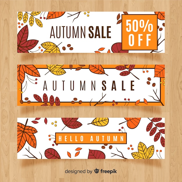 Hand drawn autumn sales banner