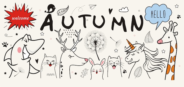 Vector hand drawn of  autumn