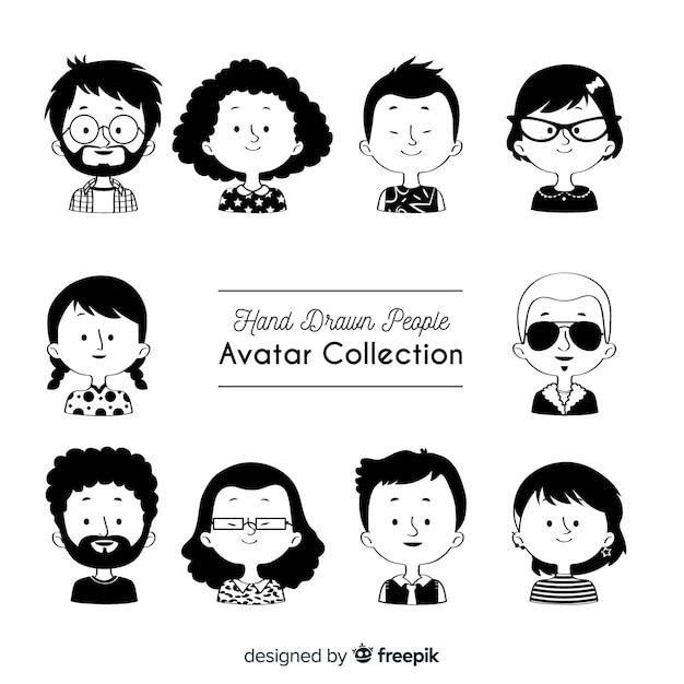 Vector hand drawn avatar collection