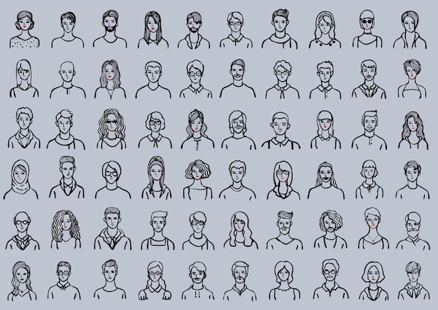 Vector hand drawn avatars