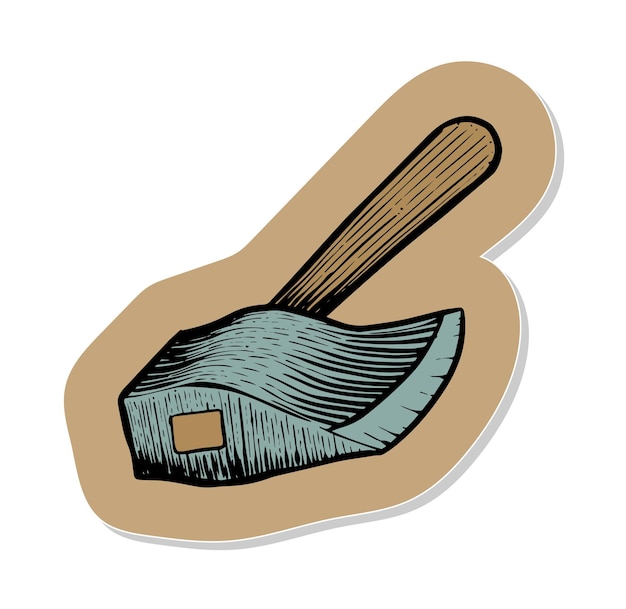 Hand drawn axe icon in sticker style vector illustration