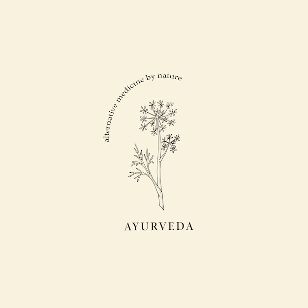 Logo ayurveda disegnato a mano illustrazione di assafetida di schizzo