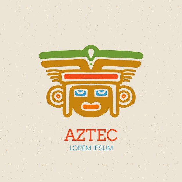 Вектор Ручной обращается шаблон логотипа ацтеков