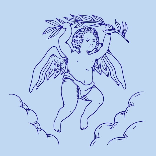 Hand drawn baby angel drawing illustration