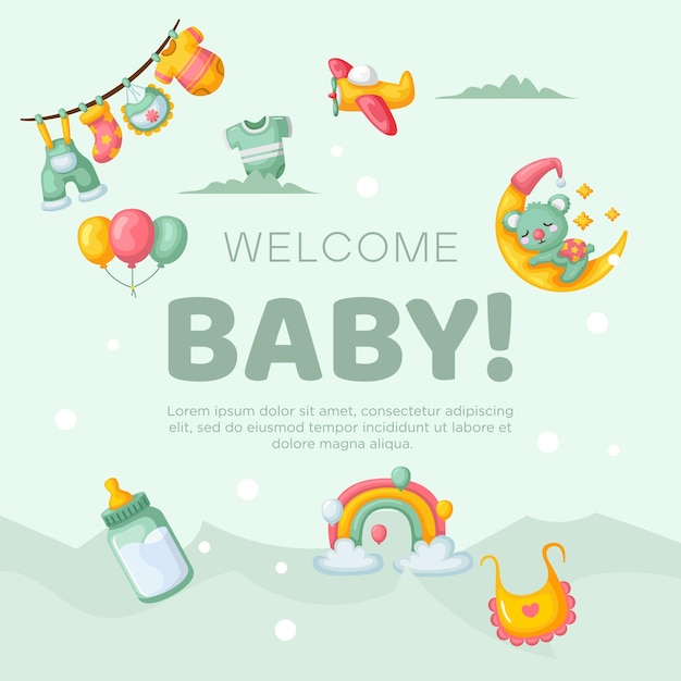 hand drawn baby announcement background design