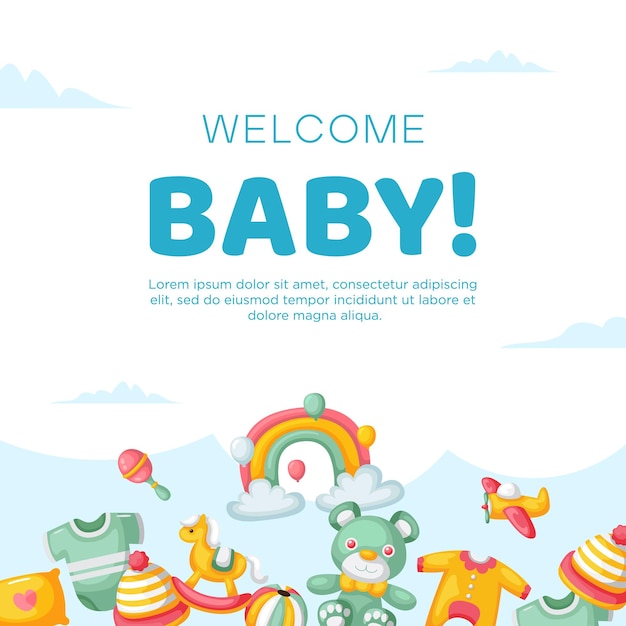 hand drawn baby announcement background design