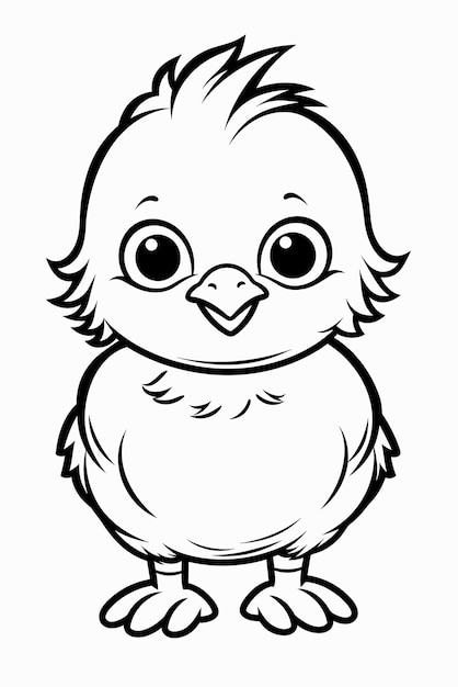 Vector hand drawn baby chicken outline illustration cute baby chicken coloring pages for children black a