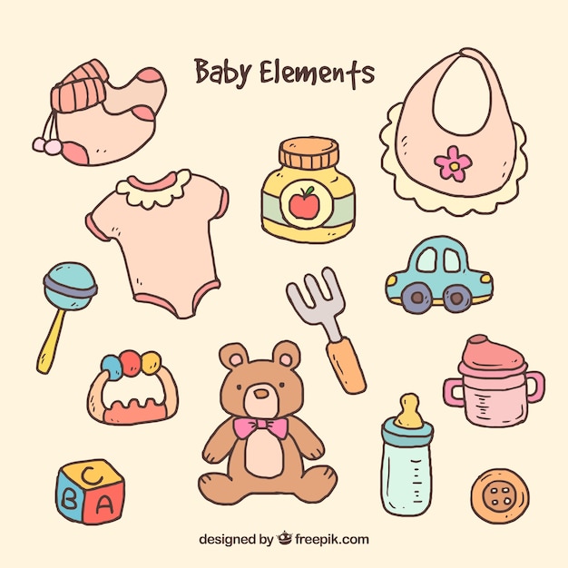 Hand drawn baby elements