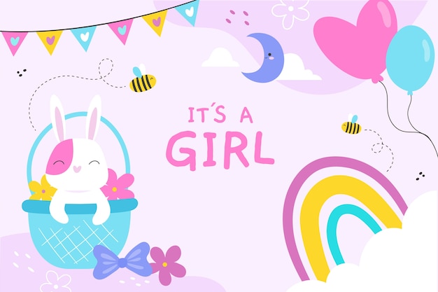 Hand drawn baby girl background