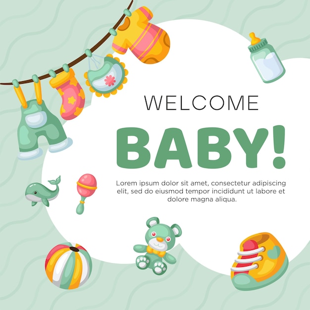 Vector hand drawn baby kid background design