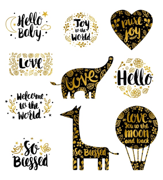 Vector hand drawn baby lettering overlay kids quote