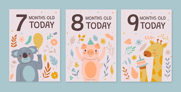 Hand drawn baby milestone cards