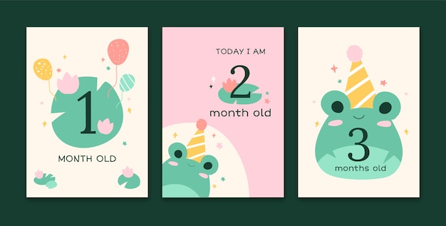 Vector hand drawn baby milestone cards