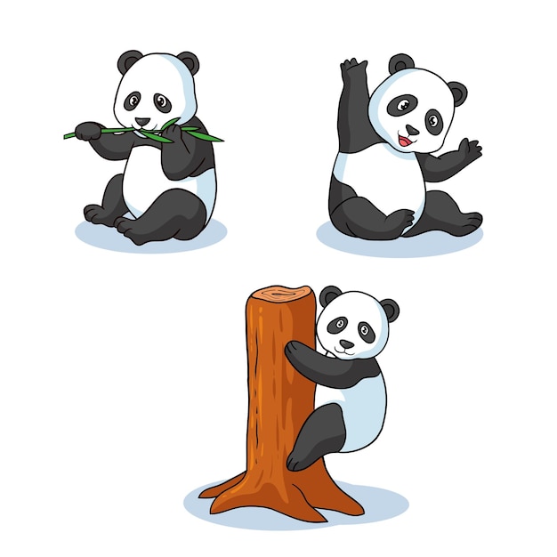 Collezione di panda bambino disegnato a mano