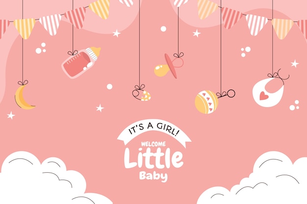 Vector hand drawn baby reveal background