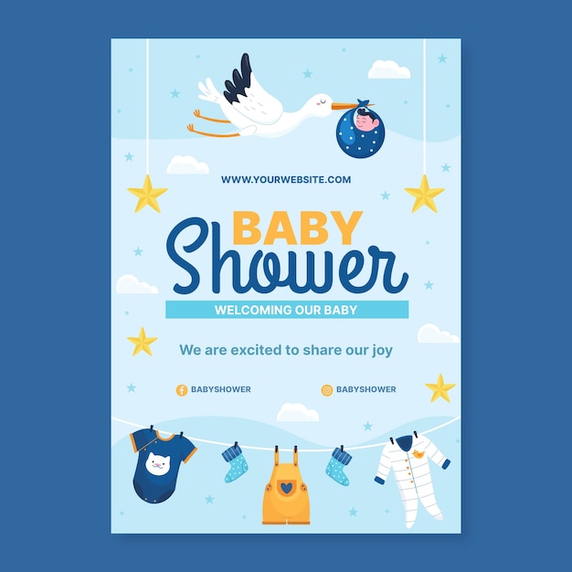 Vettore modello di design baby shower disegnato a mano