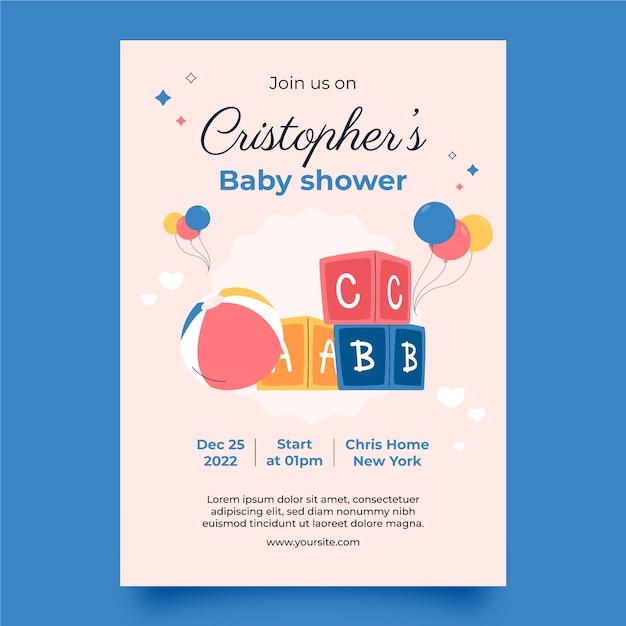 Hand drawn baby shower design template