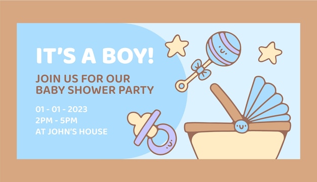 Hand drawn baby shower horizontal banner
