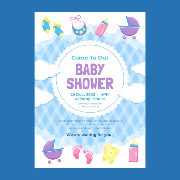 Hand drawn baby shower poster template