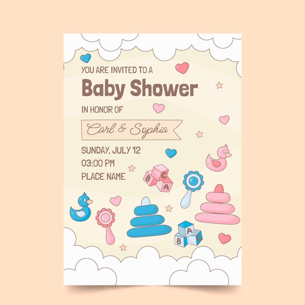 Hand drawn baby shower poster template