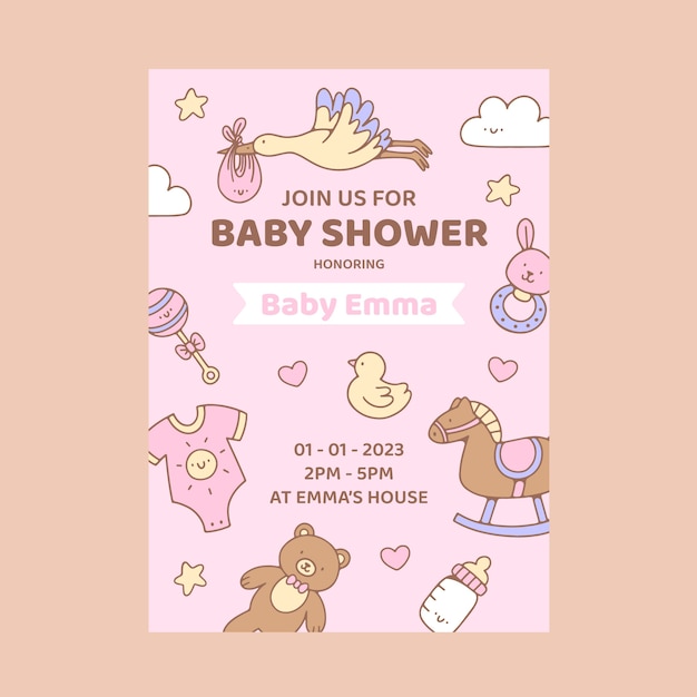 Hand drawn baby shower poster