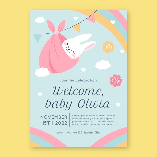 Vector hand drawn baby shower poster