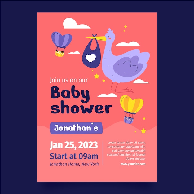 Hand drawn baby shower poster