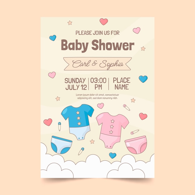 Hand drawn baby shower poster