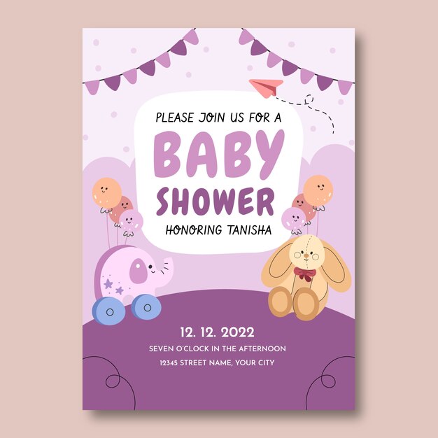 Hand drawn baby shower poster