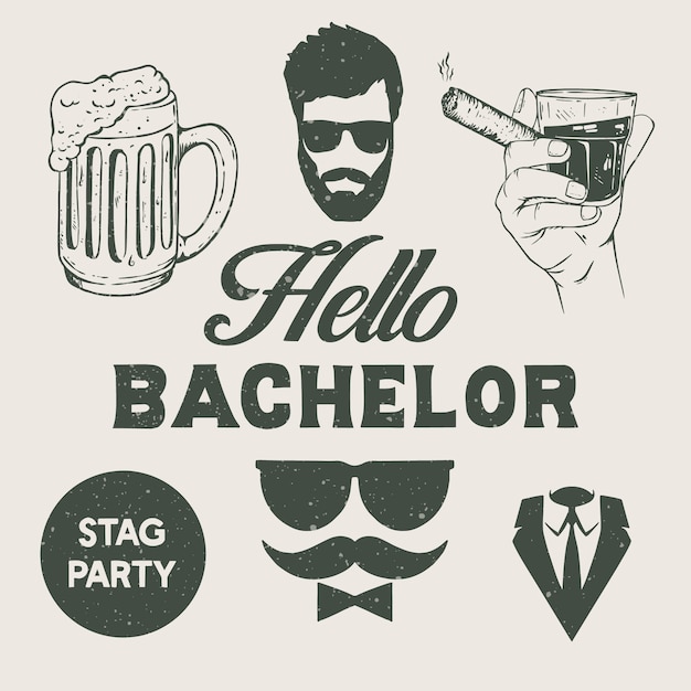 Hand drawn bachelor party text illustration