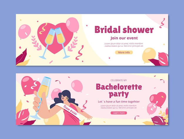 Hand drawn bachelorette party  horizontal banner