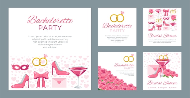 Hand drawn bachelorette party instagram posts template