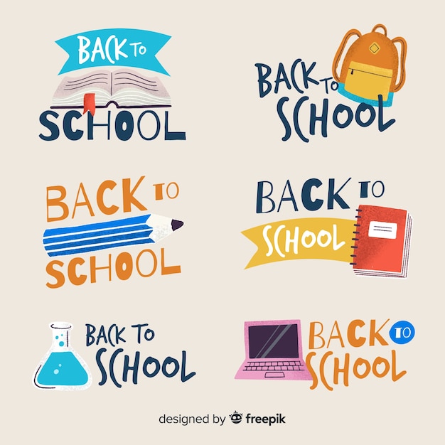hand drawn back to school badge collection