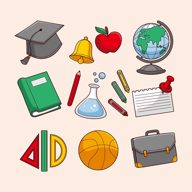 Vector hand drawn back to school elements collection