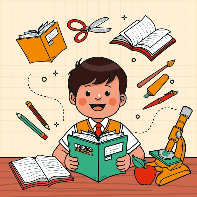 Vector hand drawn back to school illustration