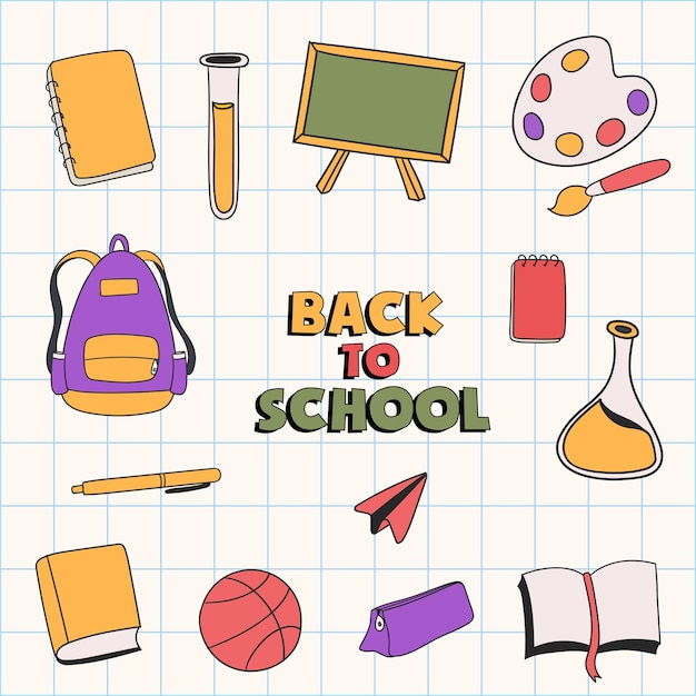 Vector hand drawn back to school illustration