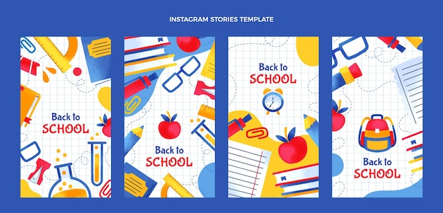 Vector hand drawn back to school instagram stories collection