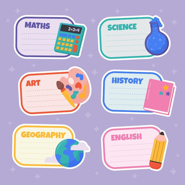 Vector hand drawn back to school labels