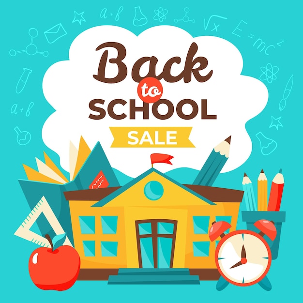 Vector hand drawn back to school squared sales banner
