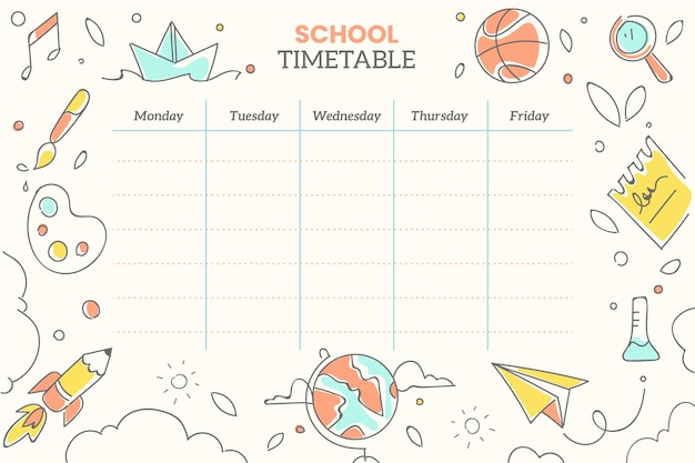 Hand drawn back to school timetable