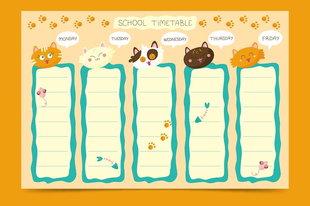 hand drawn back to school timetable