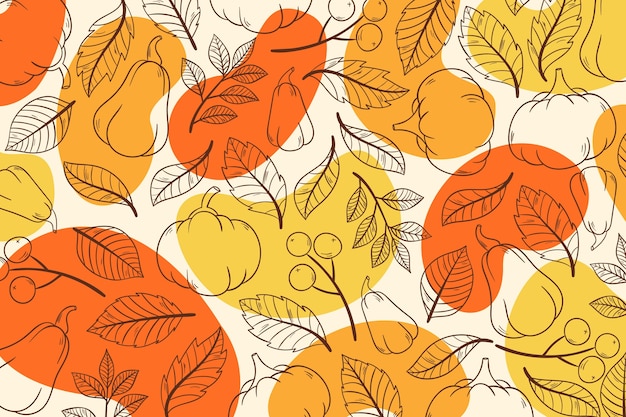 Vector hand drawn background for autumn celebration