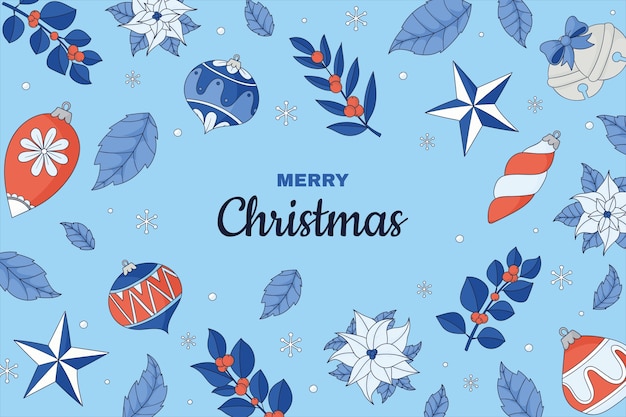 Hand drawn background for christmas season celebration with ornaments