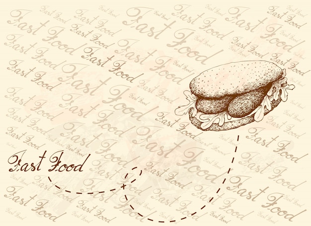 Hand Drawn Background of Delicious Sausage Sandwich