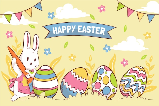 Vector hand drawn background for easter celebration