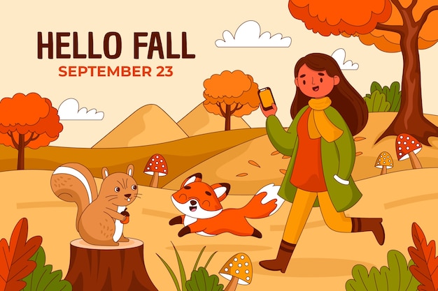 Vector hand drawn background for fall season