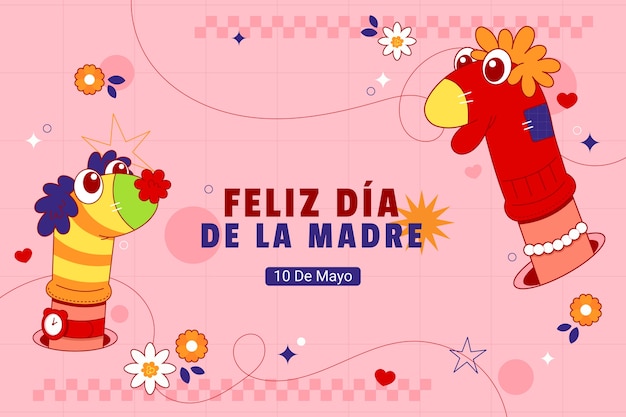 Hand drawn background for mothers day celebration in spanish